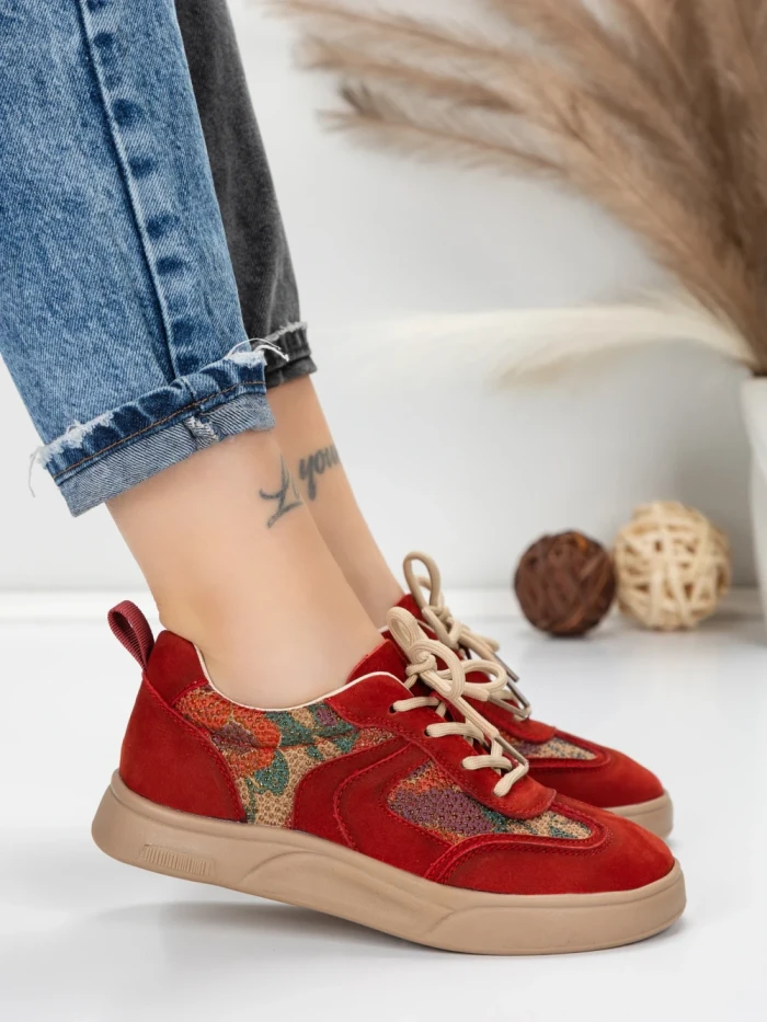 Pantofi Sport Dama din piele naturala 2536 RED | FRANCO GERARDO