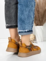 Pantofi Sport Dama din piele naturala 2536 YELLOW | FRANCO GERARDO