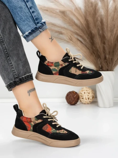 Pantofi Sport Dama din piele naturala 2536 BLACK | FRANCO GERARDO