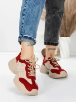 Pantofi Sport Dama din piele naturala 7109 RED-CREAM | FRANCO GERARDO
