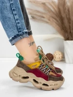 Pantofi Sport Dama din piele naturala HY6383 WINE-GREEN | FRANCO GERARDO