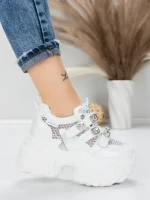 Pantofi Sport Dama cu Platforma 6166-86 WHITE | MEI