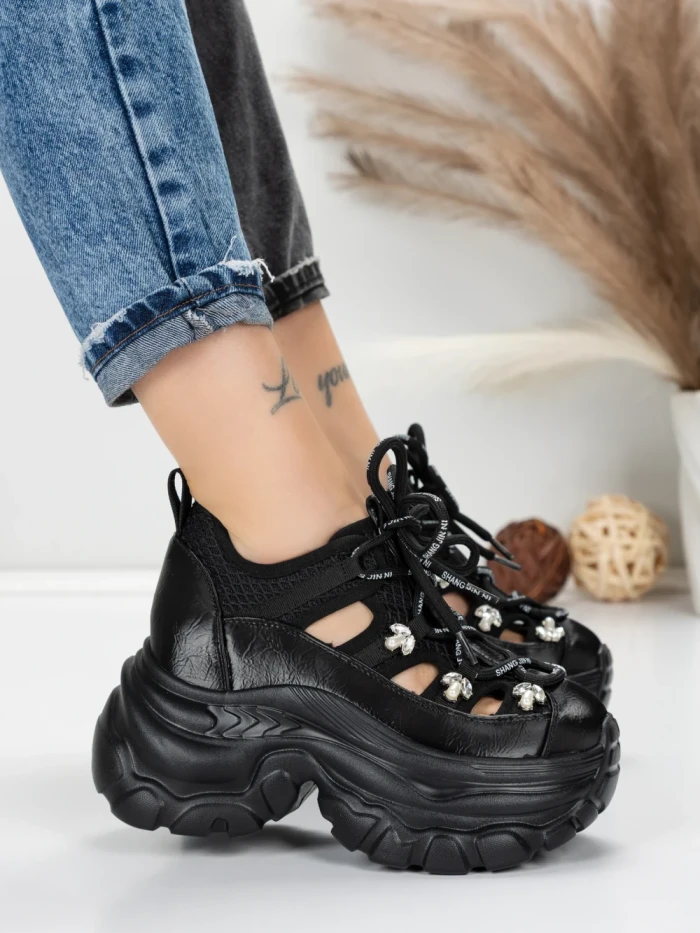 Pantofi Sport Dama cu Platforma 0897-33 BLACK | MEI