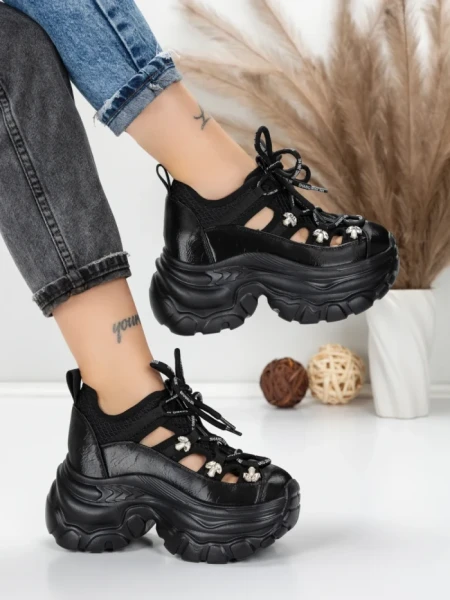 Pantofi Sport Dama cu Platforma 0897-33 BLACK | MEI