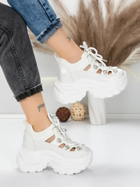Pantofi Sport Dama cu Platforma 0897-33 WHITE | MEI