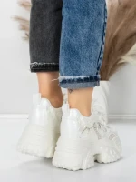 Pantofi Sport Dama cu Platforma 6166-95 WHITE | MEI