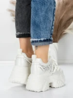 Pantofi Sport Dama cu Platforma 6166-88 WHITE | MEI
