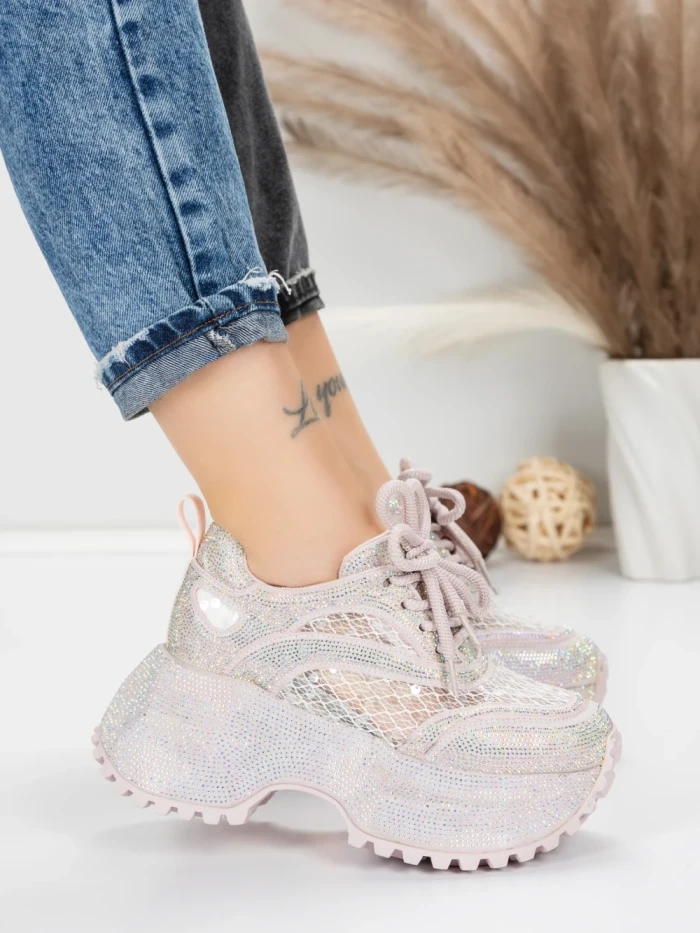 Pantofi Sport Dama cu Platforma 6968-1 PINK | MEI