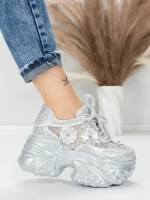 Pantofi Sport Dama cu Platforma 6166-87 SILVER | MEI