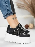 Pantofi Sport Dama cu Platforma 6208-29 BLACK | MEI
