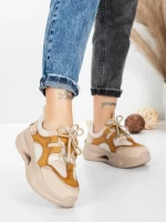 Pantofi Sport Dama din piele naturala 2577 CREAM-YELLOW | FRANCO GERARDO