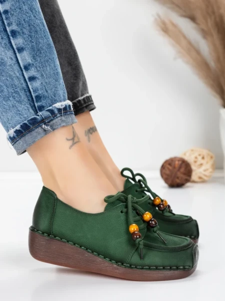 Pantofi Casual Dama din piele naturala 2553 GREEN | FORMATIONE