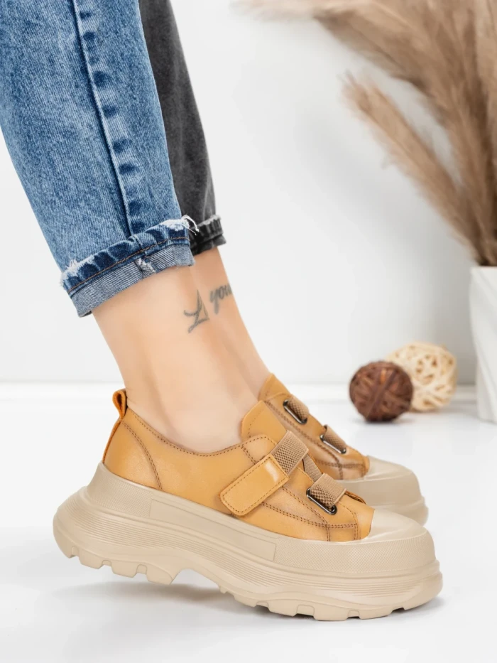 Pantofi Sport Dama din piele naturala 6806 YELLOW | ADVANCER