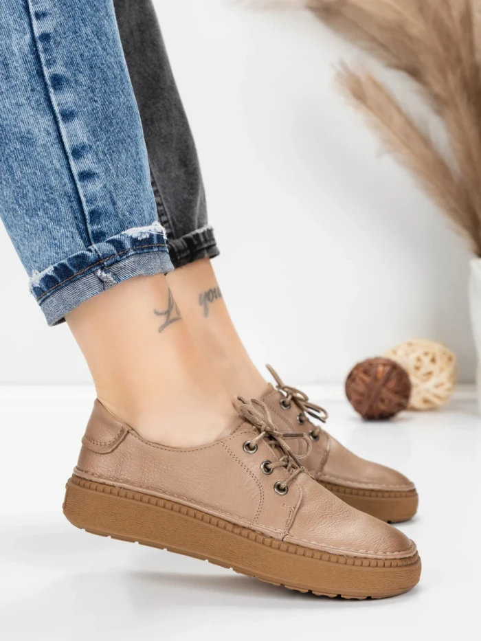 Pantofi Casual Dama din piele naturala 663 APRICOT | ADVANCER