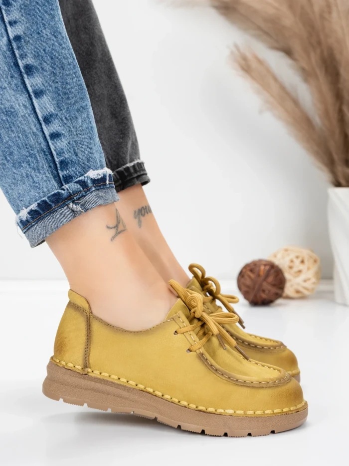 Pantofi Casual Dama din piele naturala 8887 YELLOW | FORMATIONE