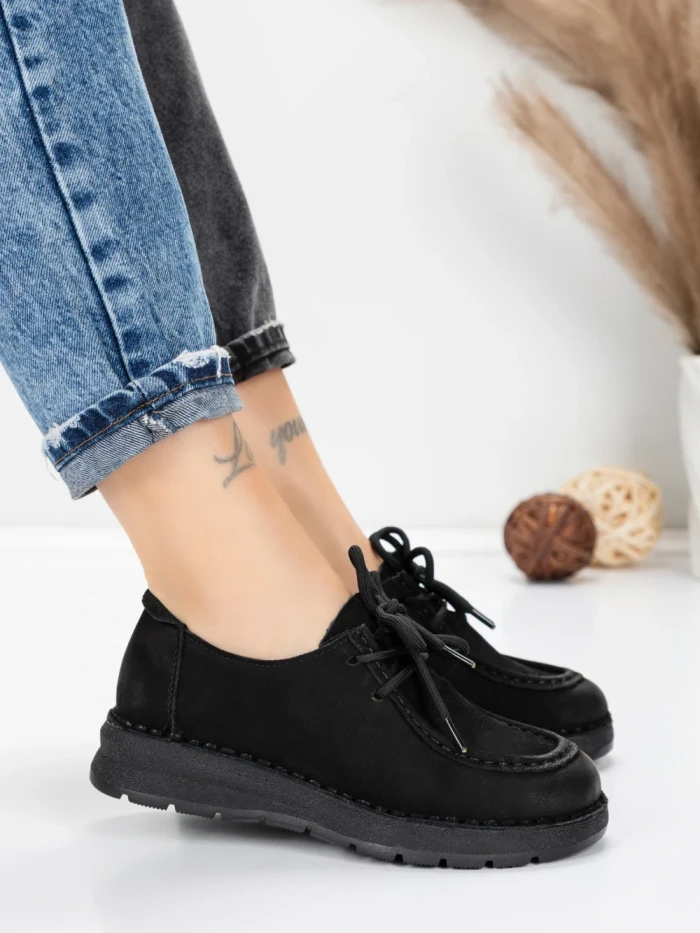 Pantofi Casual Dama din piele naturala 8887 BLACK | FORMATIONE