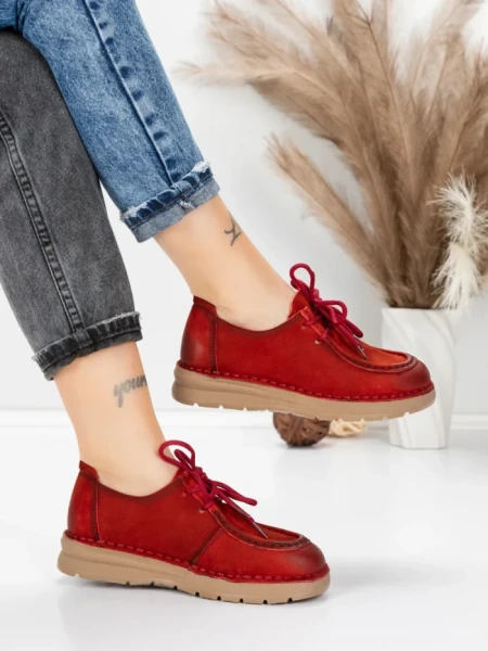 Pantofi Casual Dama din piele naturala 8887 RED | FORMATIONE