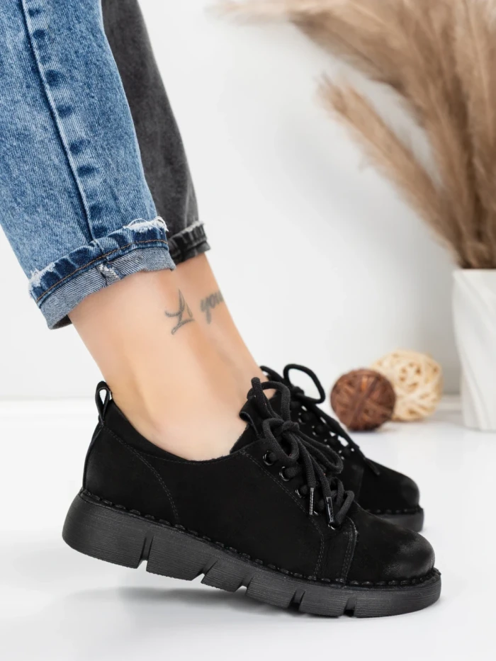 Pantofi Casual Dama din piele naturala 556 BLACK | FORMATIONE