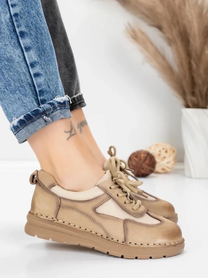 Pantofi Casual Dama din piele naturala 886 CREAM | FRANCO GERARDO