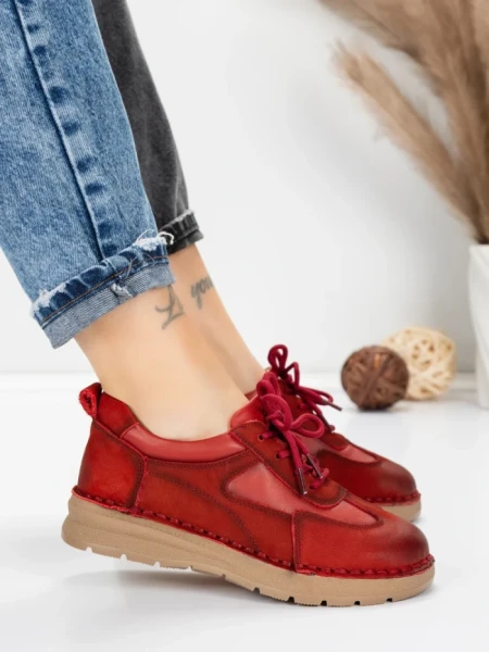 Pantofi Casual Dama din piele naturala 886 RED | FRANCO GERARDO