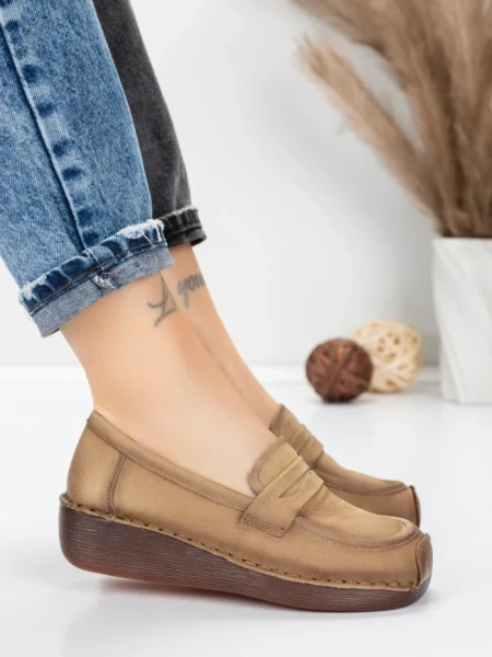Pantofi Casual Dama din piele naturala 2557 APRICOT | FORMATIONE