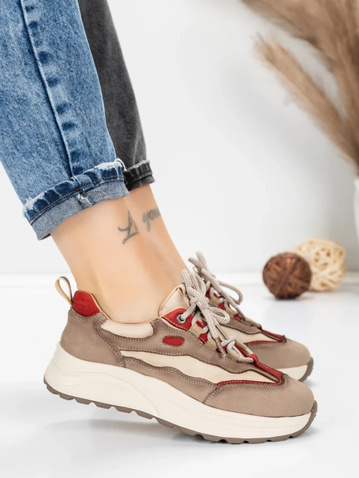 Pantofi Sport Dama din piele naturala 773 RED | FRANCO GERARDO