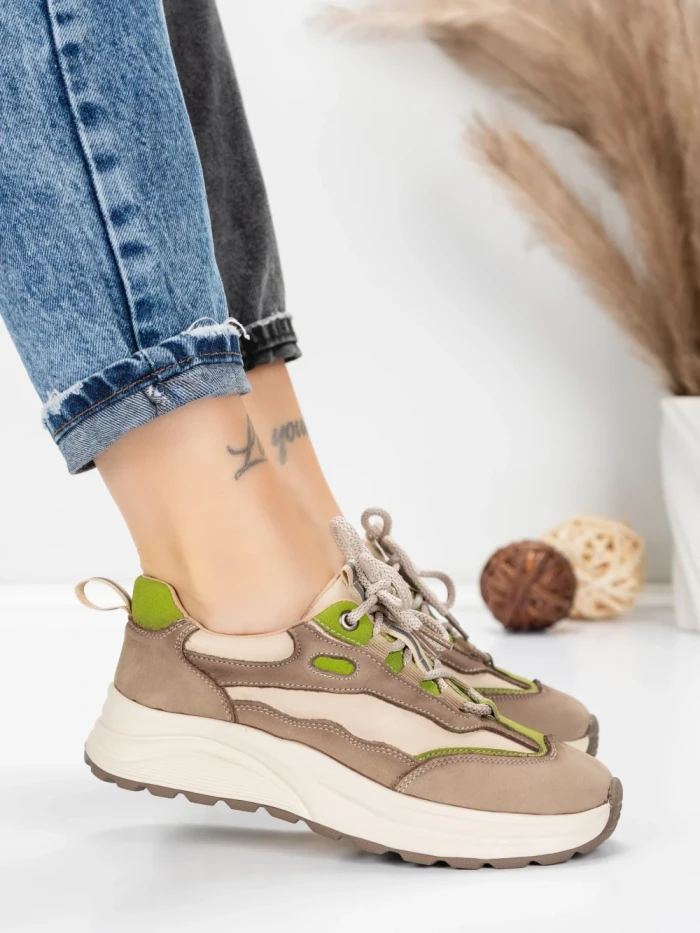 Pantofi Sport Dama din piele naturala 773 LIGHT GREEN | FRANCO GERARDO