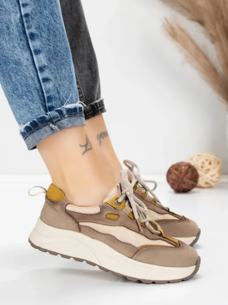 Pantofi Sport Dama din piele naturala 773 YELLOW | FRANCO GERARDO