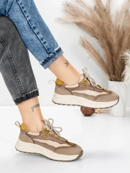 Pantofi Sport Dama din piele naturala 773 YELLOW | FRANCO GERARDO