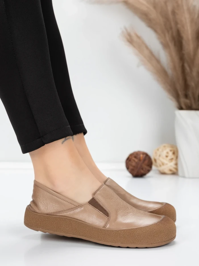 Pantofi Casual Dama din piele naturala 665 APRICOT | ADVANCER