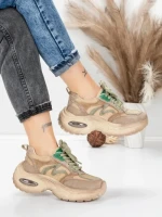 Pantofi Sport Dama din piele naturala HY2128 GREY-GREEN | FRANCO GERARDO