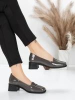 Pantofi cu toc din piele naturala 1355-10 GREY | ADVANCER