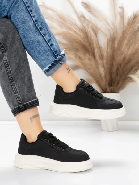 Pantofi Sport Dama din piele naturala FP26309 BLACK-WHITE | ADVANCER