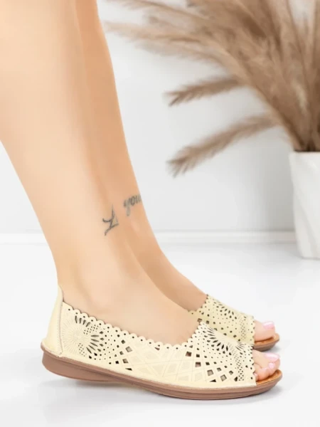 Balerini Dama din piele naturala 355-2 YELLOW | ADVANCER