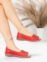 Balerini Dama din piele naturala 355-2 RED | ADVANCER