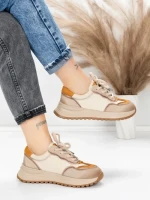 Pantofi Sport Dama din piele naturala 572305 CREAM-YELLOW | FRANCO GERARDO