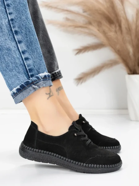 Pantofi Casual Dama din piele naturala 8736 BLACK | FORMAZIONE