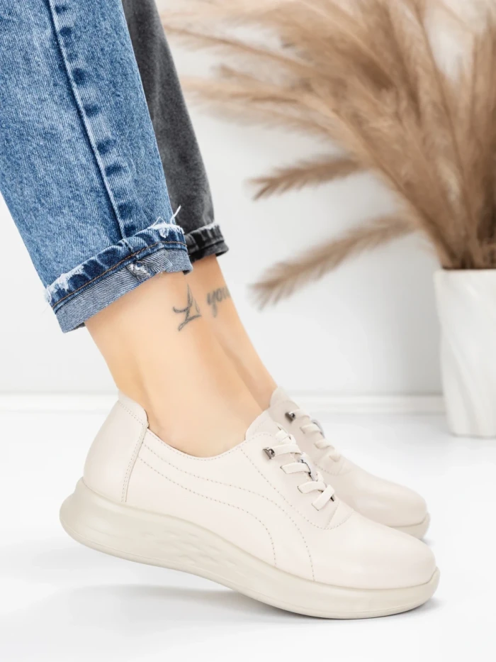 Pantofi Casual Dama din piele naturala 5712567 CREAM | ADVANCER