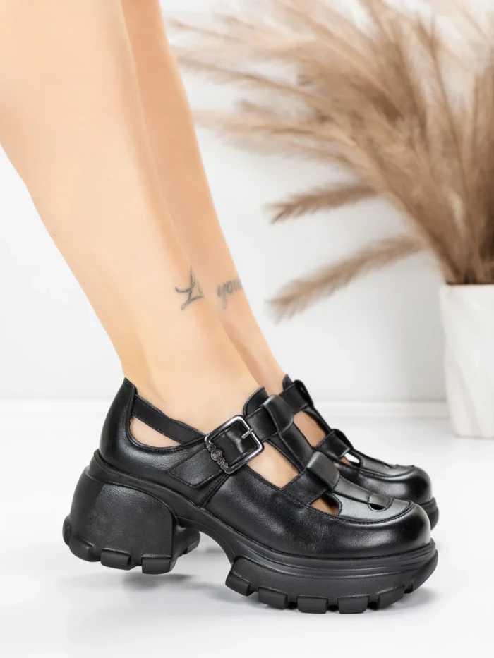 Pantofi Casual Dama din piele naturala 23282 BLACK | ADVANCER