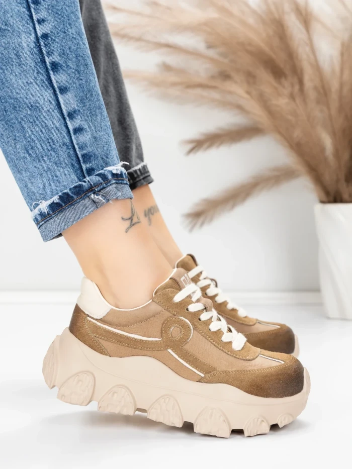 Pantofi Sport Dama din piele naturala 9802 APRICOT | FRANCO GERARDO