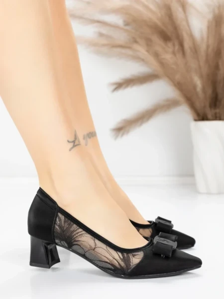 Pantofi cu toc din piele naturala 300-30 BLACK | ADVANCER