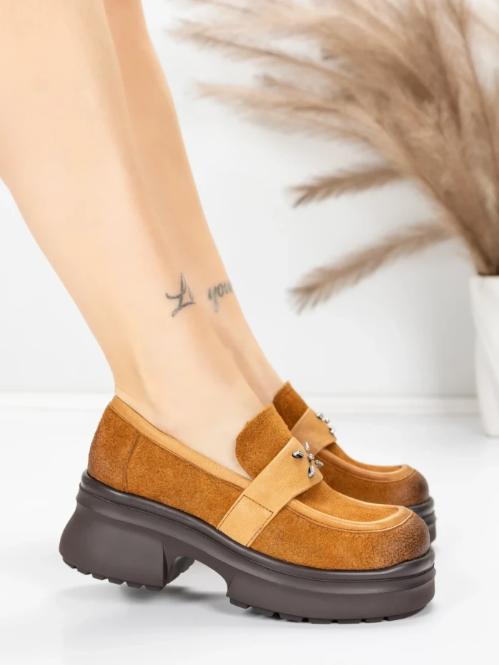 Pantofi Casual Dama din piele naturala 10827 BROWN | FORMAZIONE