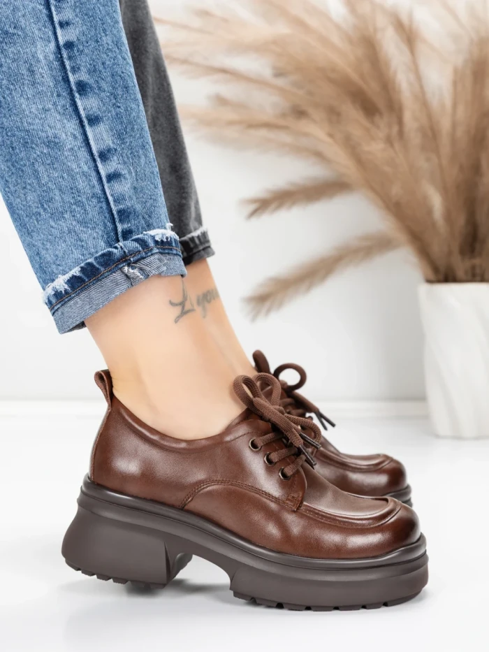 Pantofi Casual Dama din piele naturala 10829 BROWN | FORMAZIONE