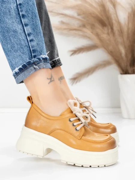 Pantofi Casual Dama din piele naturala 10829 YELLOW | FORMAZIONE