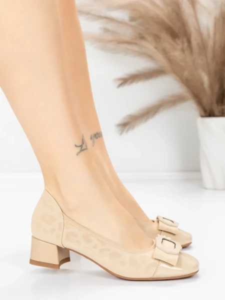 Pantofi cu toc din piele naturala 22163-90 APRICOT | ADVANCER