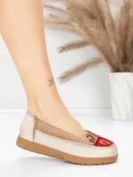 Balerini Dama din piele naturala KM5315 KHAKI | ADVANCER