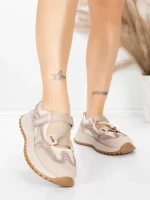 Pantofi Sport Dama din piele naturala KM3906 CREAM | ADVANCER