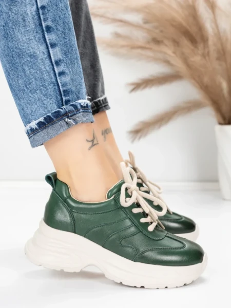 Pantofi Sport Dama din piele naturala 10785 GREEN | FRANCO GERARDO
