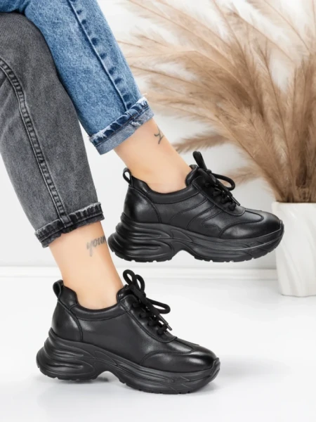 Pantofi Sport Dama din piele naturala 10785 BLACK | FRANCO GERARDO