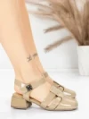 Pantofi cu toc din piele naturala 21161 KHAKI | ADVANCER